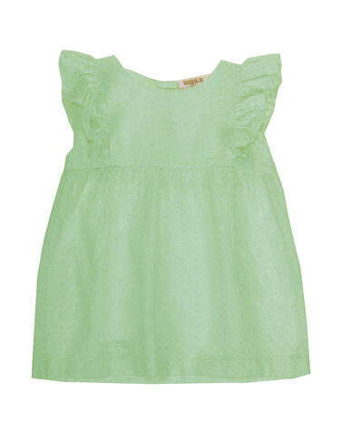 Jurk green broderie petite